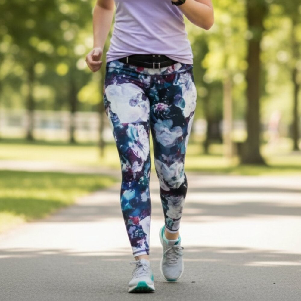 Old Navy Women Size XL Floral Pattern Go-Dry Active Ankle Leggings Athleisure